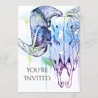 Geometric ram skull watercolor