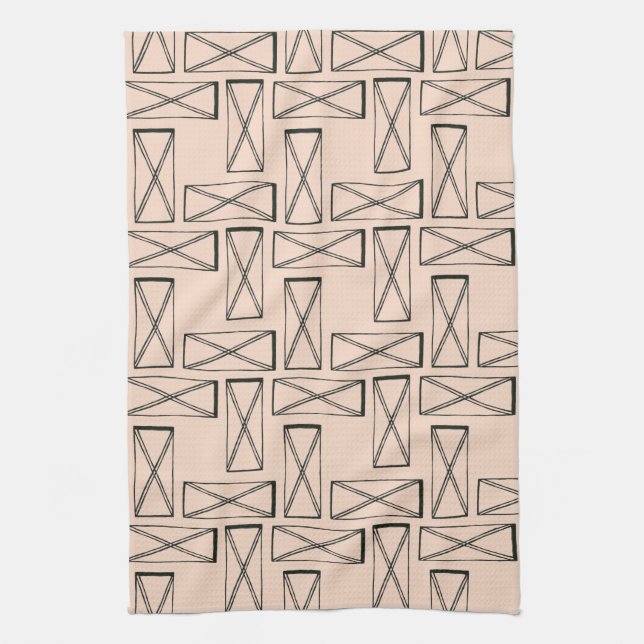 Geometric Rectangle X Design Kitchen Towel (Vertical)