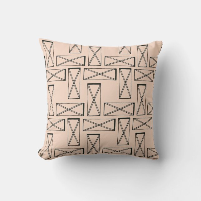 Geometric Rectangle X Design Throw Pillow (Front)