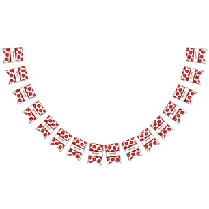 Geometric Red and Gold Floral Bunting Flags