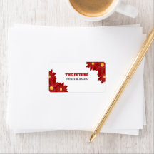 Geometric Red and Gold Floral