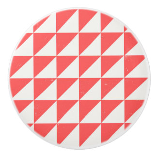 Geometric Red And Off-White Triangles Door Knob