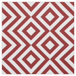 Geometric Red and White Zigzags and Diamonds Fabric