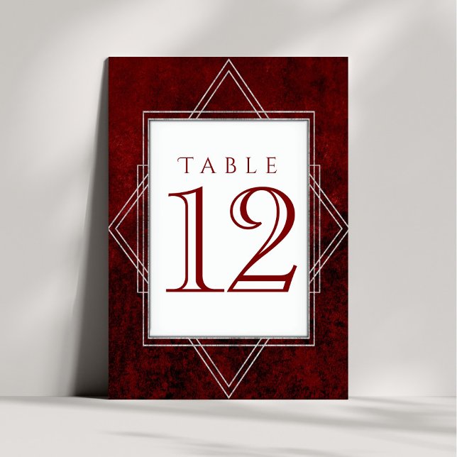 Geometric Red Art Deco | Modern Roarin 20s Table Number (Creator Uploaded)