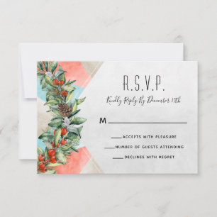 Geometric Red Blue Green Christmas RSVP Card