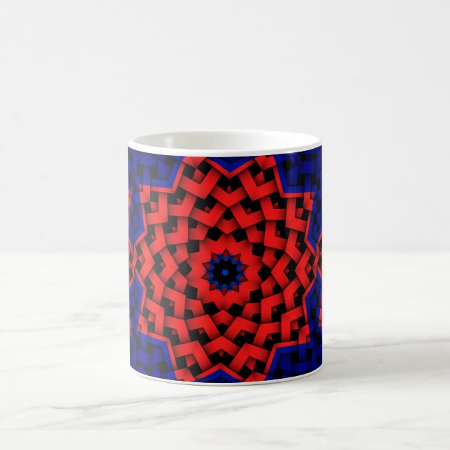 Geometric Red Blue Star Circle Pattern Coffee Tea Coffee Mug (Center)