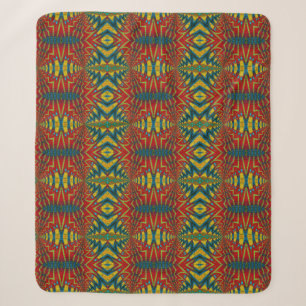 Geometric Red Blue & Yellow Vintage Tribal Ethnic Sherpa Blanket