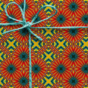 Geometric Red Blue & Yellow Vintage Tribal Ethnic  Wrapping Paper