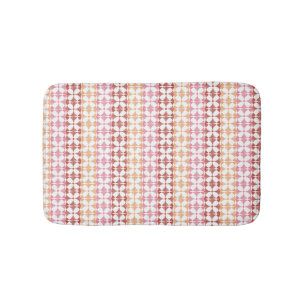 Geometric red ikat stripes pattern bath mat
