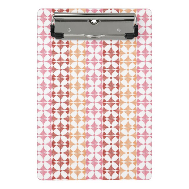 Geometric red ikat stripes pattern mini clipboard (Front)