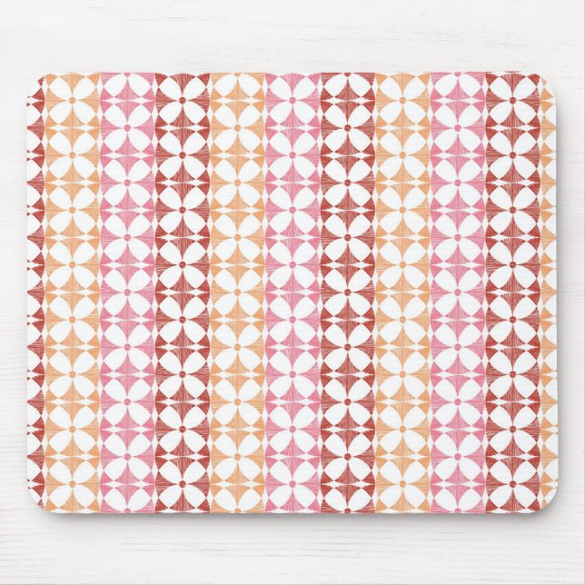 Geometric red ikat stripes pattern mouse pad (Front)