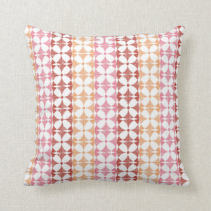 Geometric red ikat stripes pattern throw pillow