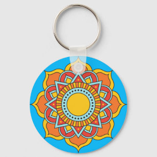 Geometric Red Mandala Flower-54567 Keychain
