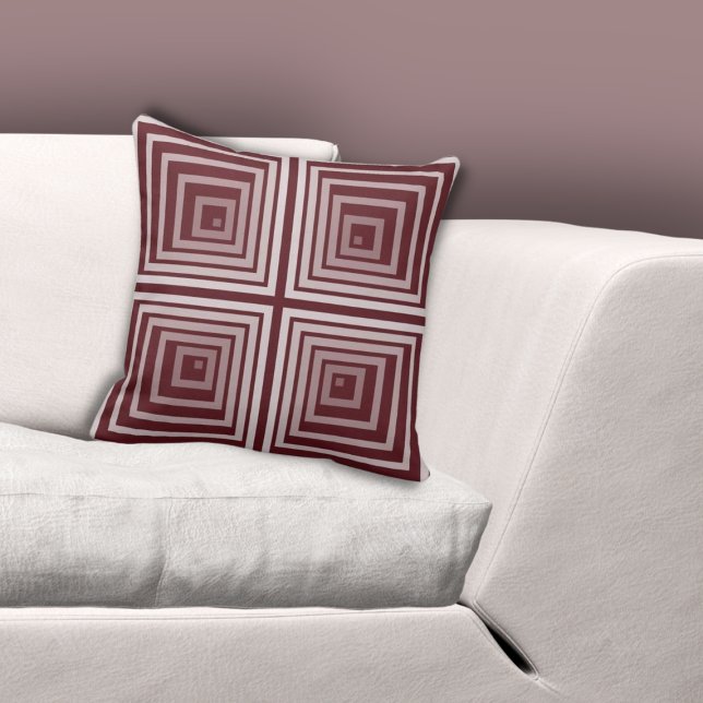 Geometric Red Nested Square Cornered Box Pattern Throw Pillow (Geometric Red Nested Square Cornered Box Pattern Throw Pillow)