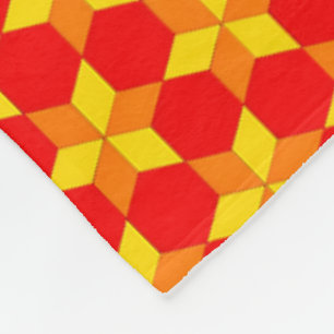 Geometric Red Orange and Yellow Mosaic Fleece Blan Blanket
