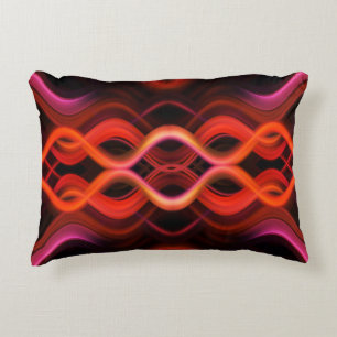 Geometric red wavy lines design. accent pillow