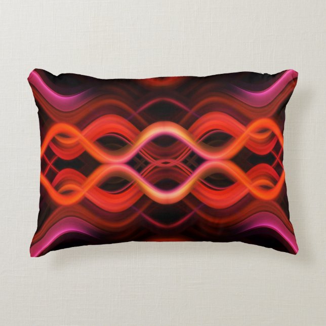 Geometric red wavy lines design. accent pillow (Front)