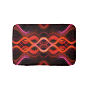 Geometric red wavy lines design. bath mat
