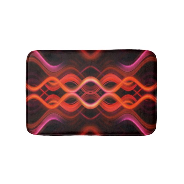 Geometric red wavy lines design. bath mat (Front)
