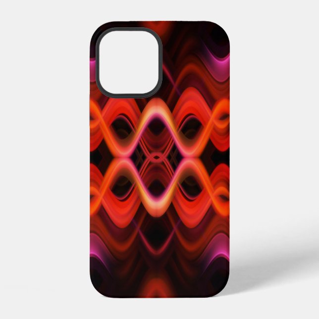 Geometric red wavy lines design. iPhone case (Back)
