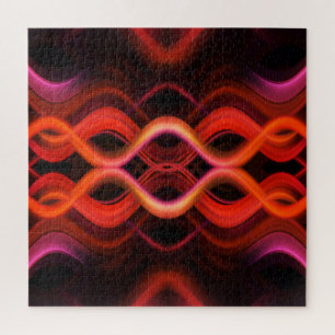 Geometric red wavy lines design. jigsaw puzzle