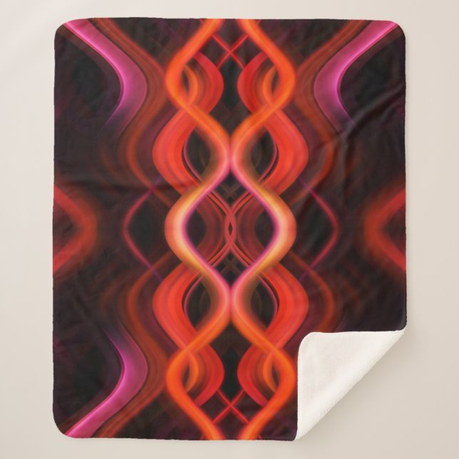Geometric red wavy lines design. sherpa blanket (Front)