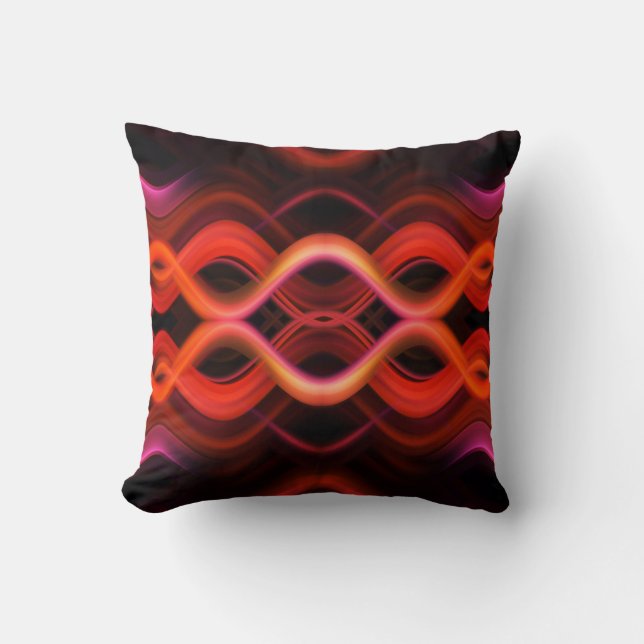 Geometric red wavy lines design. throw pillow (Front)