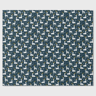 Geometric Reindeer and Stars Winter Design Wrapping Paper