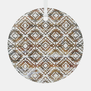 Geometric repeat, textured background glass ornament