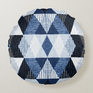 Geometric Repeat: Textured Background. Round Pillow