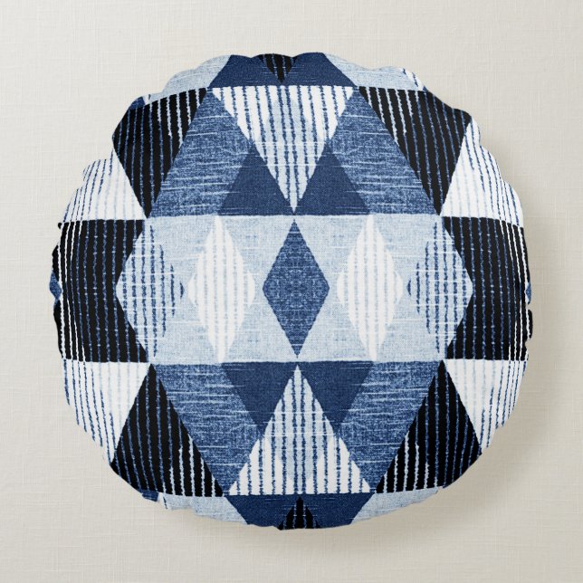 Geometric Repeat: Textured Background. Round Pillow (Front)