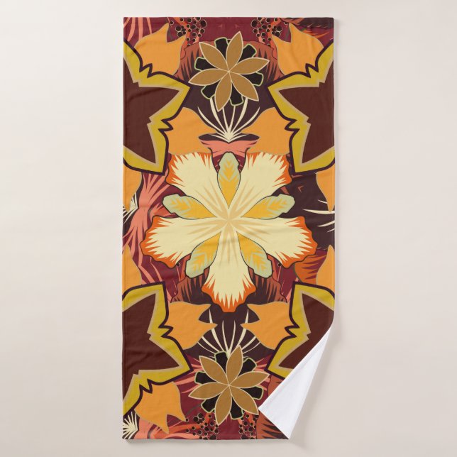 Geometric repeating seamless pattern with hexagon  bath towel (Bath Towel)
