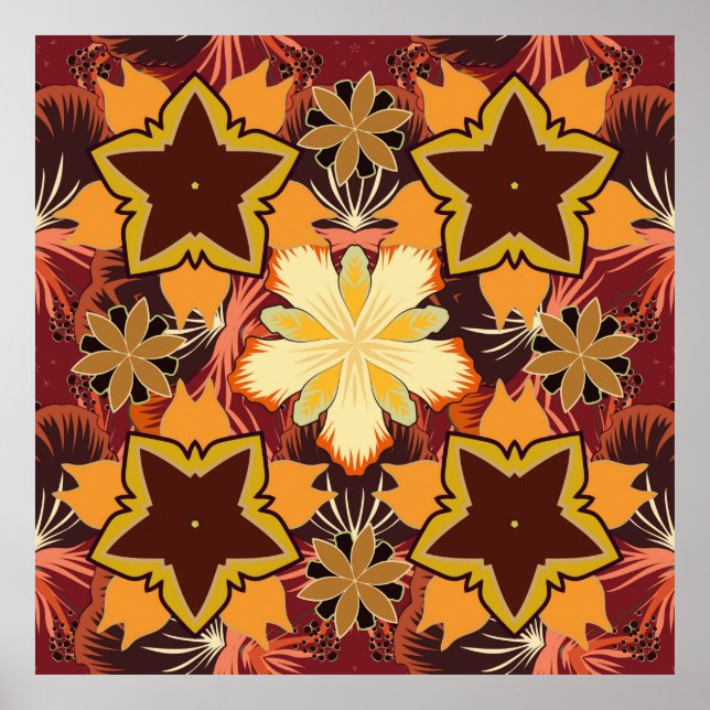 Geometric repeating seamless pattern with hexagon  poster (Front)