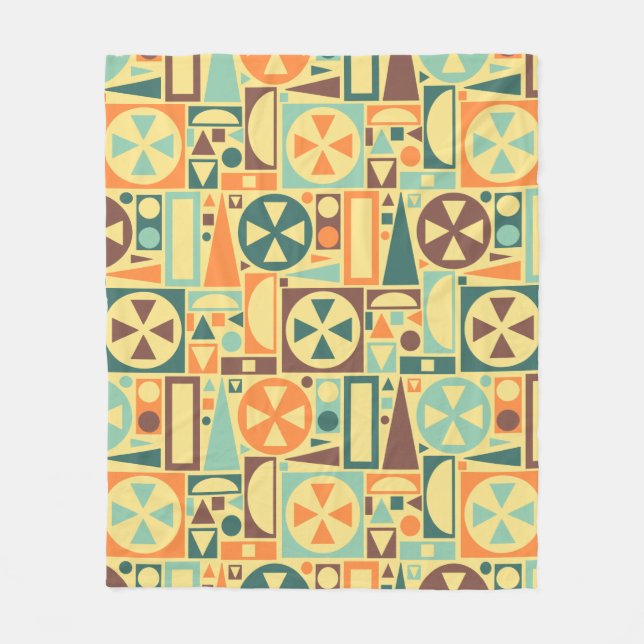 Geometric Retro 1950s Midcentury Modern Abstract Fleece Blanket (Front)