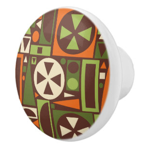 Geometric Retro 50s Mid-Century Modern Abstract Ceramic Knob
