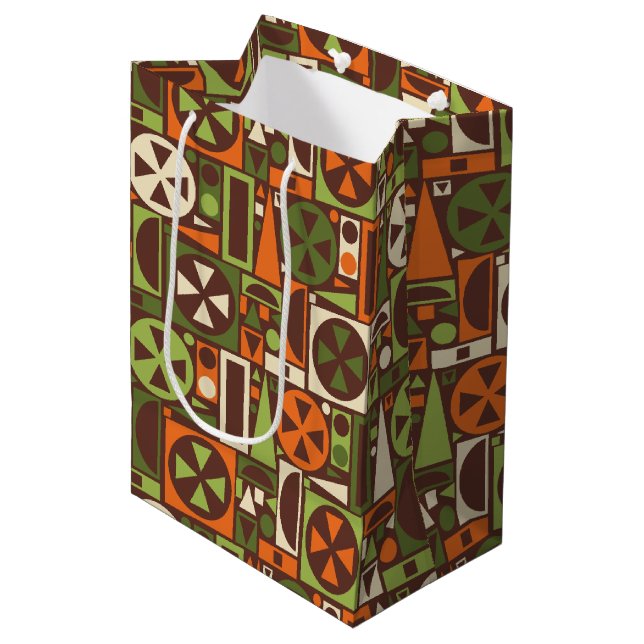 Geometric Retro 50s Mid-Century Modern Abstract Medium Gift Bag (Front Angled)
