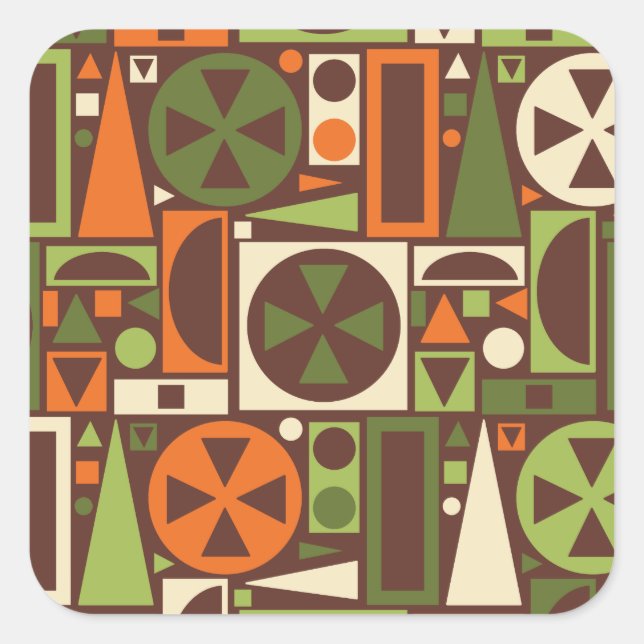Geometric Retro 50s Mid-Century Modern Abstract Square Sticker (Front)