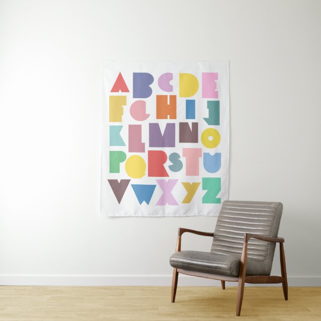 Geometric Retro Alphabet Tapestry (In Situ)