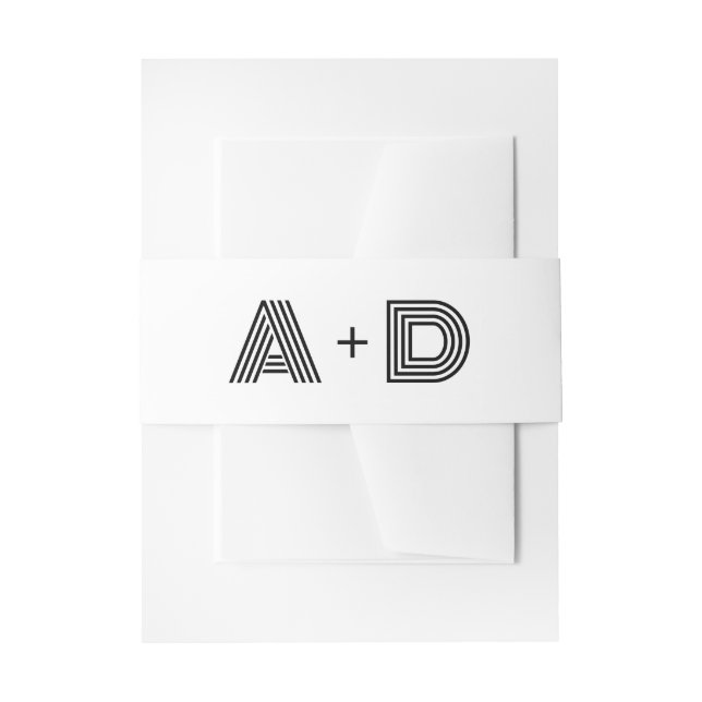 Geometric Retro Art Deco Wedding Monogram Invitation Belly Band (Front Example)