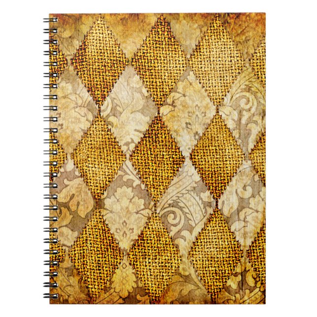 geometric retro background in golden colours notebook (Front)
