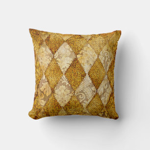 geometric retro background in golden colours throw pillow