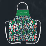 geometric retro blue red green modern Christmas Ap Apron<br><div class="desc">geometric retro blue red green modern Christmas gift baking apron design</div>