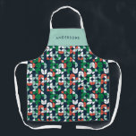 geometric retro blue red green modern Christmas Apron<br><div class="desc">geometric retro blue red green modern Christmas gift baking apron design</div>