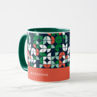 geometric retro blue red green modern Christmas