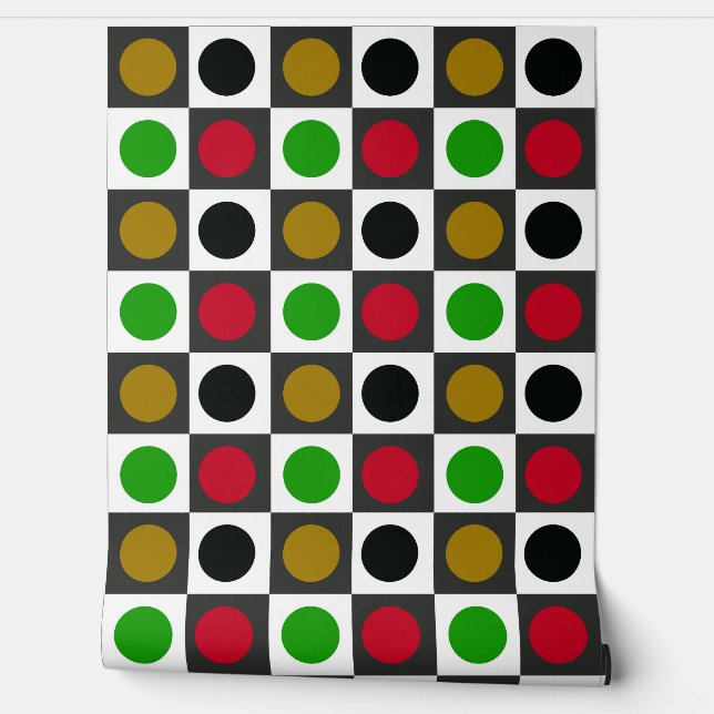 Geometric Retro Circle Dots Pattern Wallpaper (Unrolling)