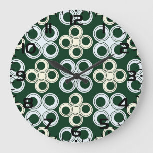 Geometric Retro Circles Pattern Large Clock