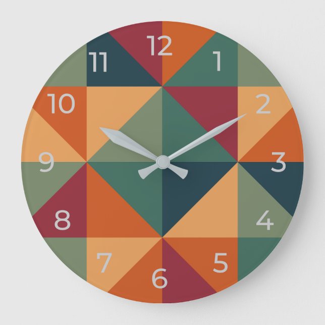 Geometric Retro Colours Wall Clock (Front)