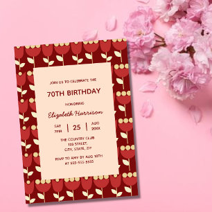 Geometric Retro Flower Bauhaus Maroon Birthday  Invitation