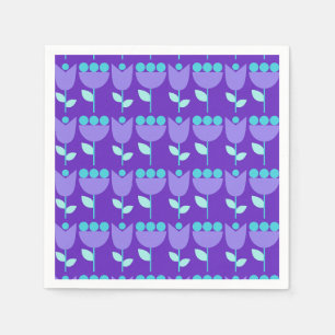 Geometric Retro Flower Bauhaus Purple Birthday Napkin