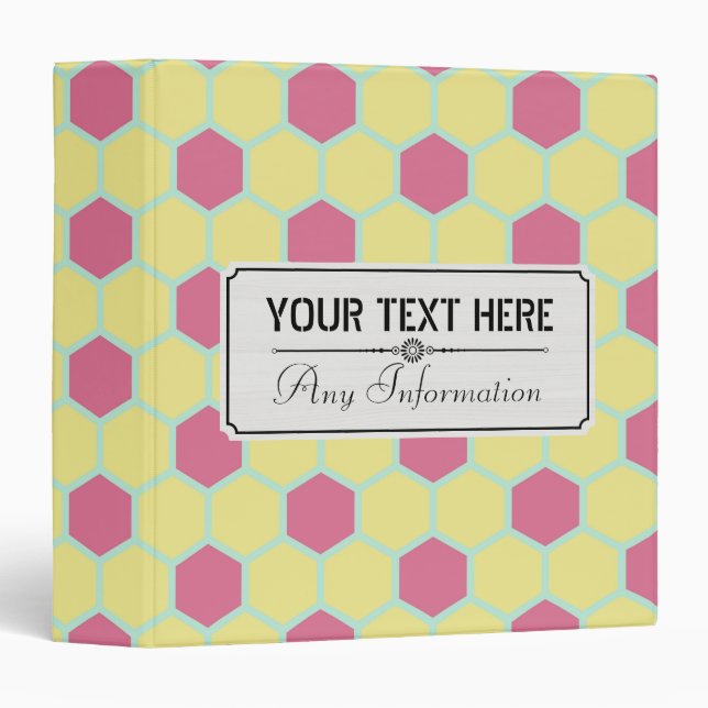Geometric Retro HoneyComb Pattern Binder (Front/Spine)